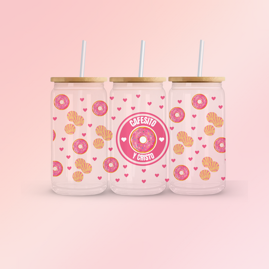 Glass Can | Iced Coffee Cup | 16 oz | Cafe Con cristo