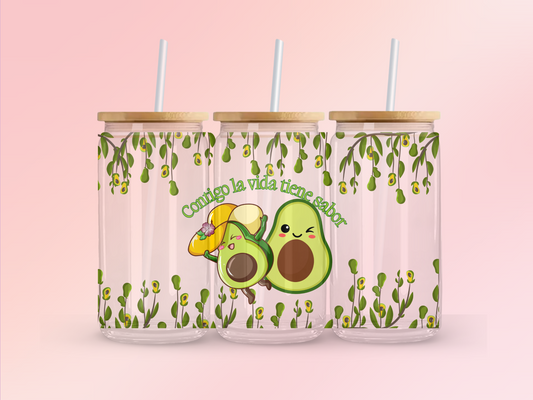 Glass Can | Iced Coffee Cup | 16 oz | Avocado