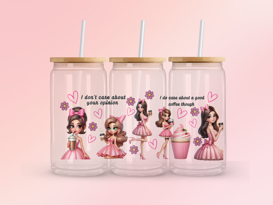 Glass Can | Iced Coffee Cup | 16 oz | Caffee Coquette