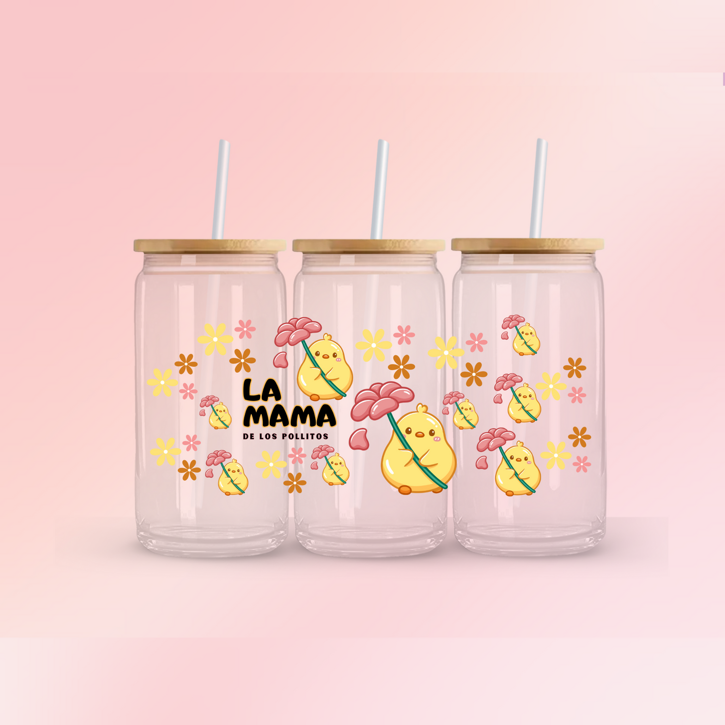 Glass Can  | Iced Coffee Cup | 16 oz  | Pollitos