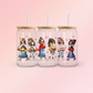 Glass Can  | Iced Coffee Cup | 16 oz  |  Cute Girl