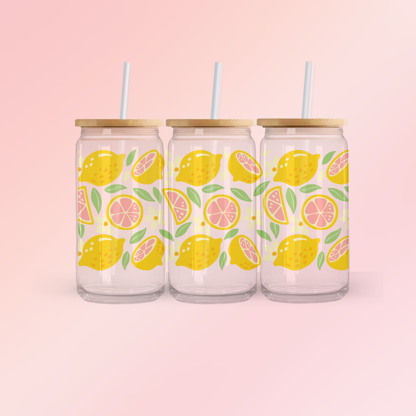 Glass Can  | Iced Coffee Cup | 16 oz  | Lemon