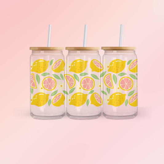 Glass Can  | Iced Coffee Cup | 16 oz  | Lemon