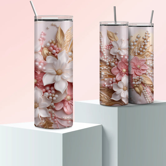 20 onz Skinny Tumbler - Flowers